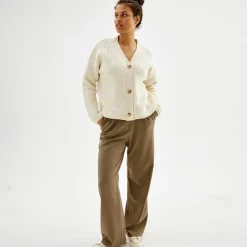 Pierre Robert Overdeler|Loungewear-Cardigan Med Struktur Ivory