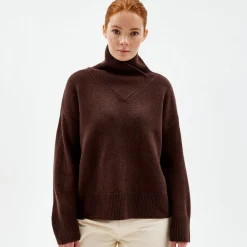 Pierre Robert Overdeler|Sommerull-Genser Med Omslagskrage Coffee