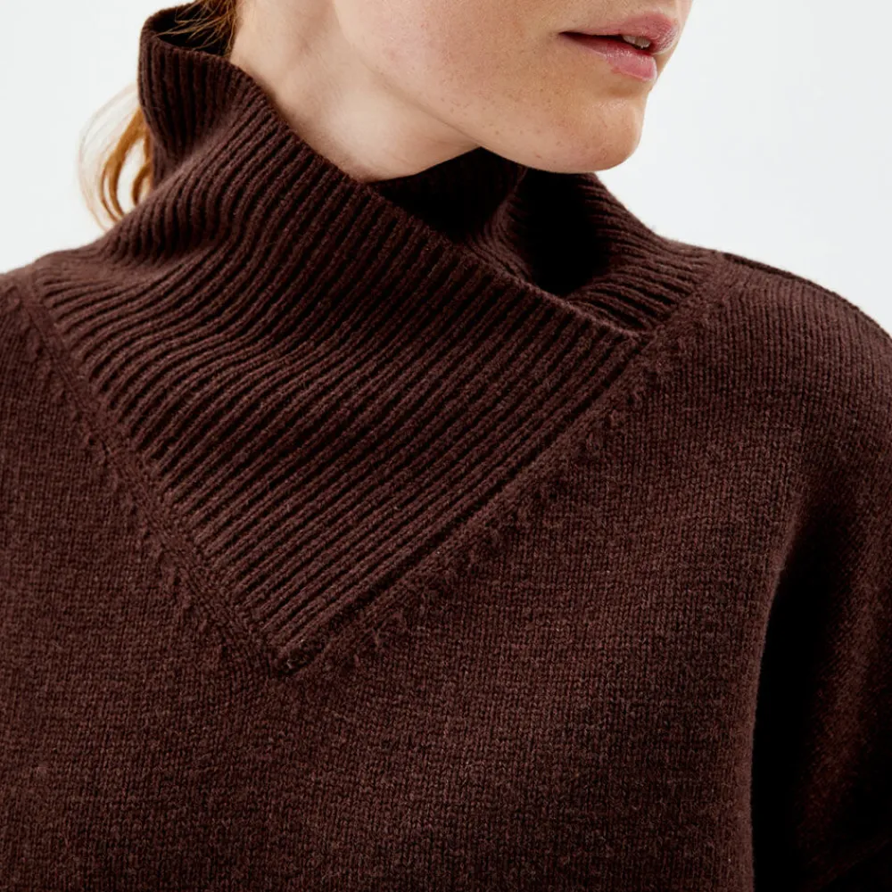 Pierre Robert Overdeler|Sommerull-Genser Med Omslagskrage Coffee