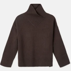 Pierre Robert Overdeler|Sommerull-Genser Med Omslagskrage Coffee