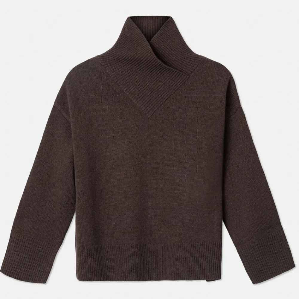 Pierre Robert Overdeler|Sommerull-Genser Med Omslagskrage Coffee