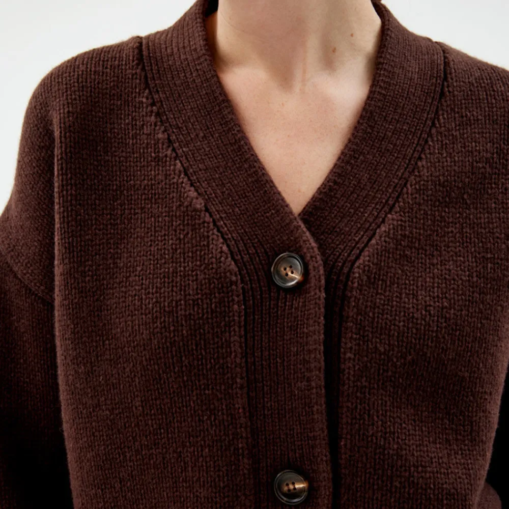 Pierre Robert Overdeler|Gensere-Heavy-knit Cardigan Coffee