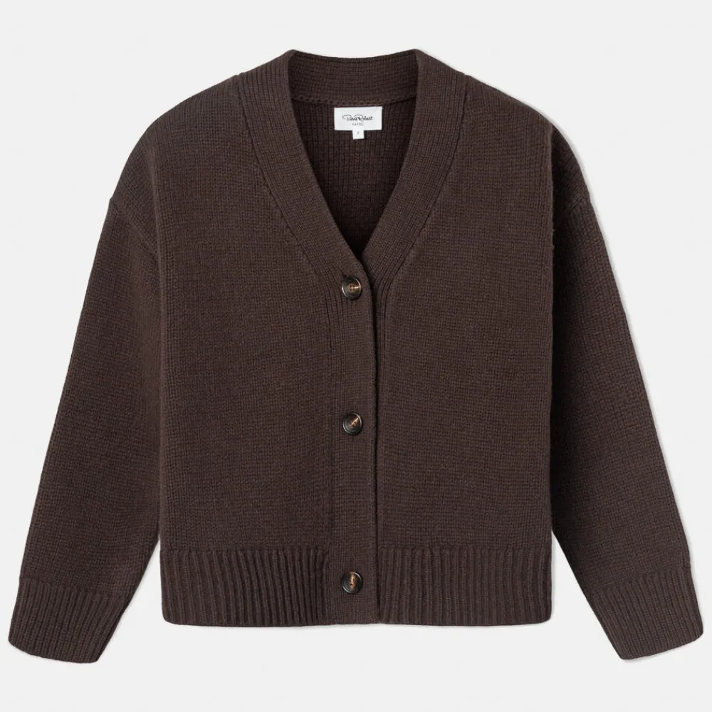 Pierre Robert Overdeler|Gensere-Heavy-knit Cardigan Coffee