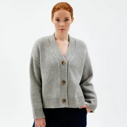 Pierre Robert Overdeler|Gensere-Heavy-knit Cardigan Grey Melange