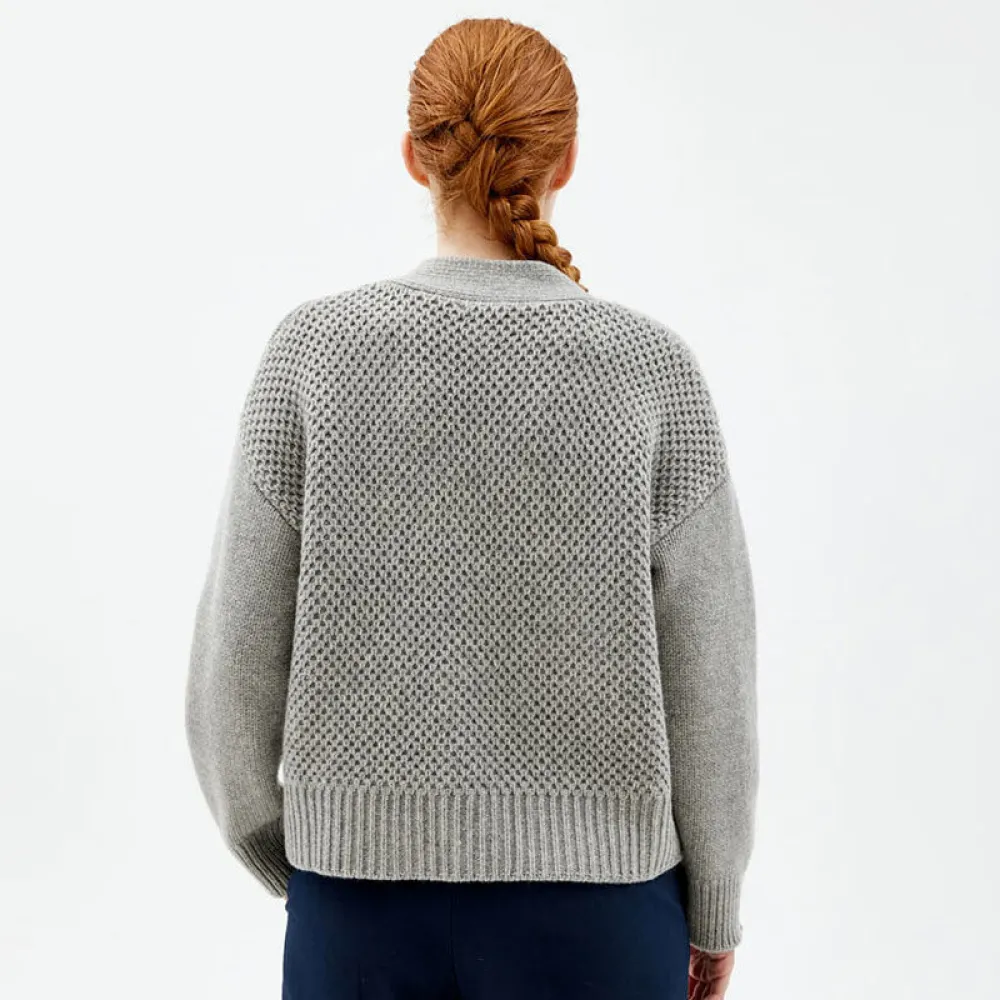 Pierre Robert Overdeler|Gensere-Heavy-knit Cardigan Grey Melange