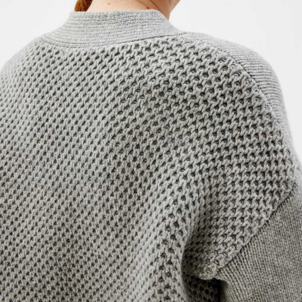 Pierre Robert Overdeler|Gensere-Heavy-knit Cardigan Grey Melange