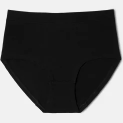 Pierre Robert Truser-High Waist Truse Bomull, Uten Strammende Strikk Black