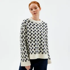 Pierre Robert Overdeler|Gensere-Mønstret Stikkegenser Ivory Pattern