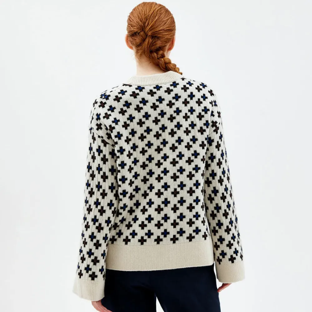 Pierre Robert Overdeler|Gensere-Mønstret Stikkegenser Ivory Pattern