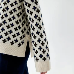 Pierre Robert Overdeler|Gensere-Mønstret Stikkegenser Ivory Pattern