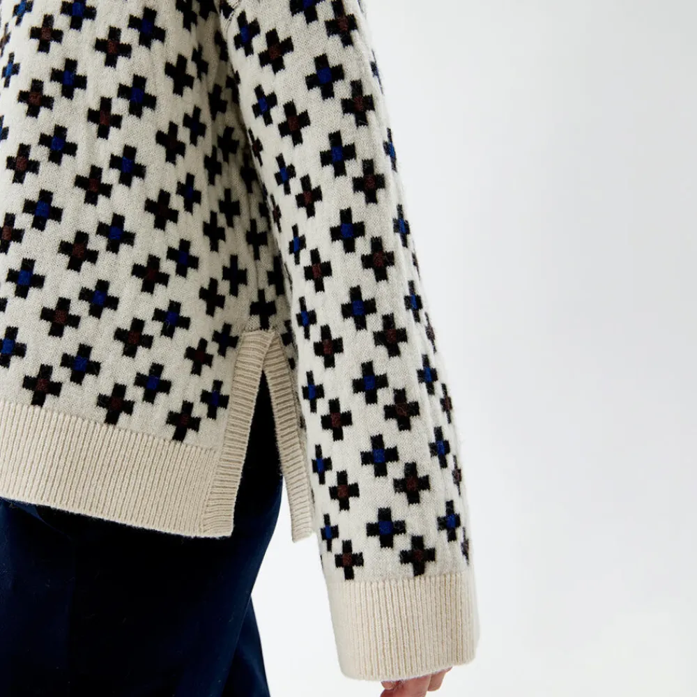 Pierre Robert Overdeler|Gensere-Mønstret Stikkegenser Ivory Pattern