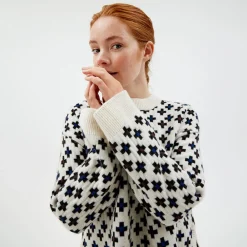 Pierre Robert Overdeler|Gensere-Mønstret Stikkegenser Ivory Pattern