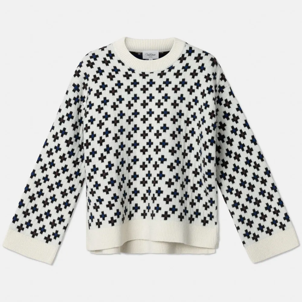 Pierre Robert Overdeler|Gensere-Mønstret Stikkegenser Ivory Pattern