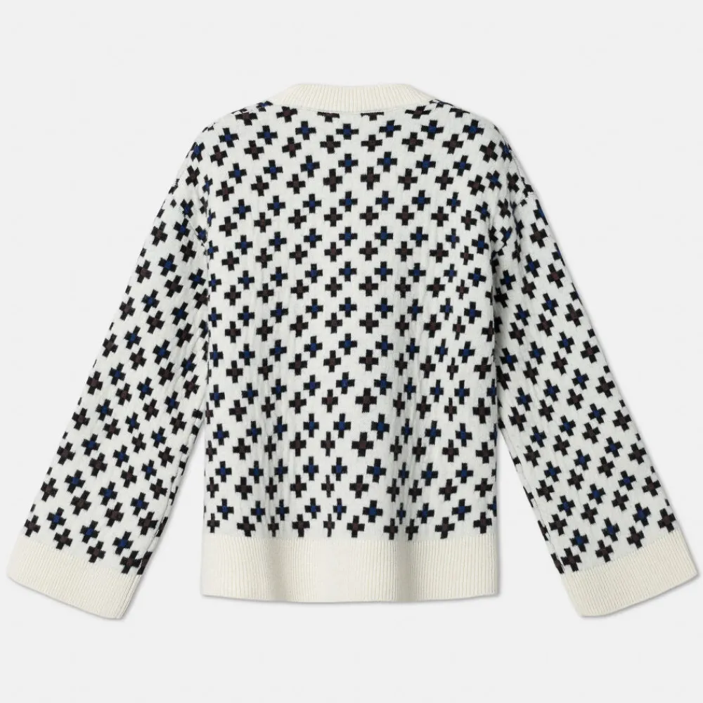 Pierre Robert Overdeler|Gensere-Mønstret Stikkegenser Ivory Pattern