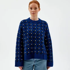 Pierre Robert Overdeler|Gensere-Mønstret Stikkegenser Blue Pattern
