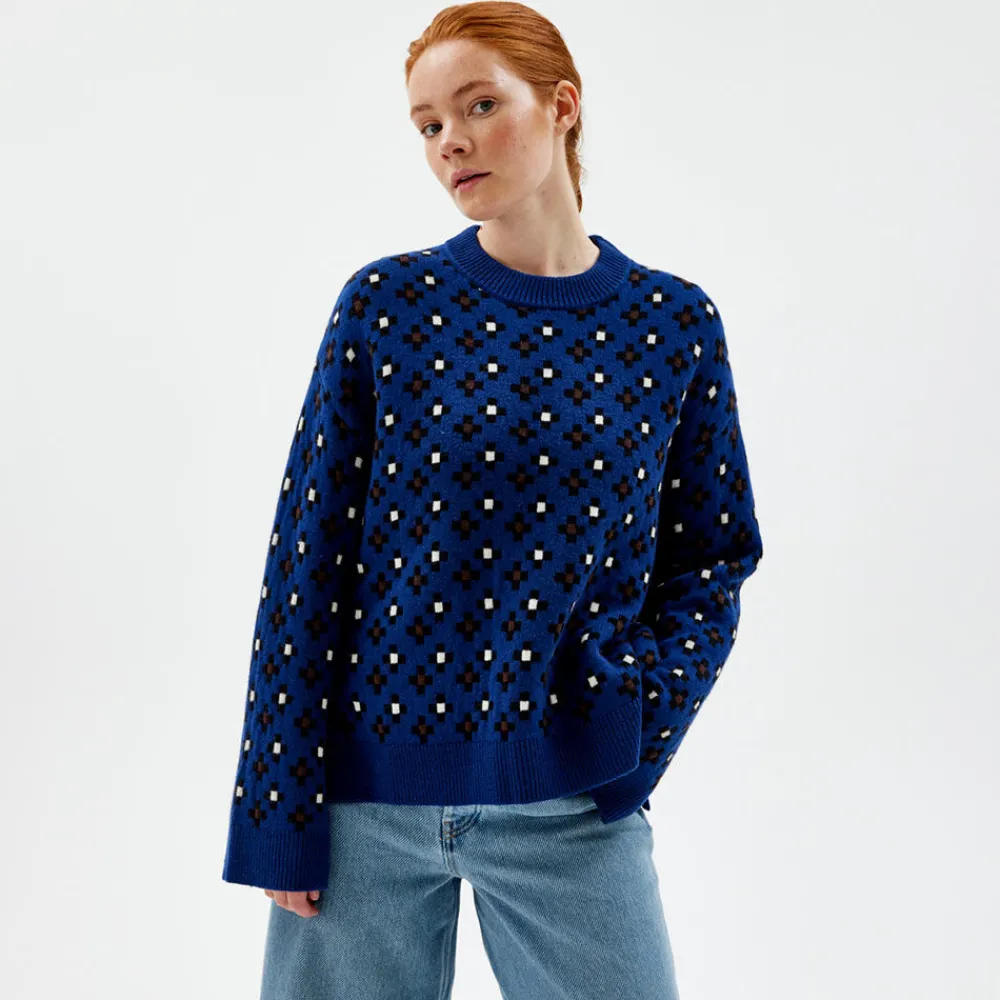Pierre Robert Overdeler|Gensere-Mønstret Stikkegenser Blue Pattern