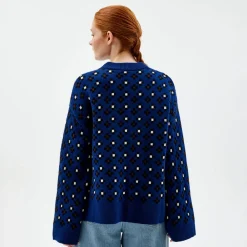 Pierre Robert Overdeler|Gensere-Mønstret Stikkegenser Blue Pattern