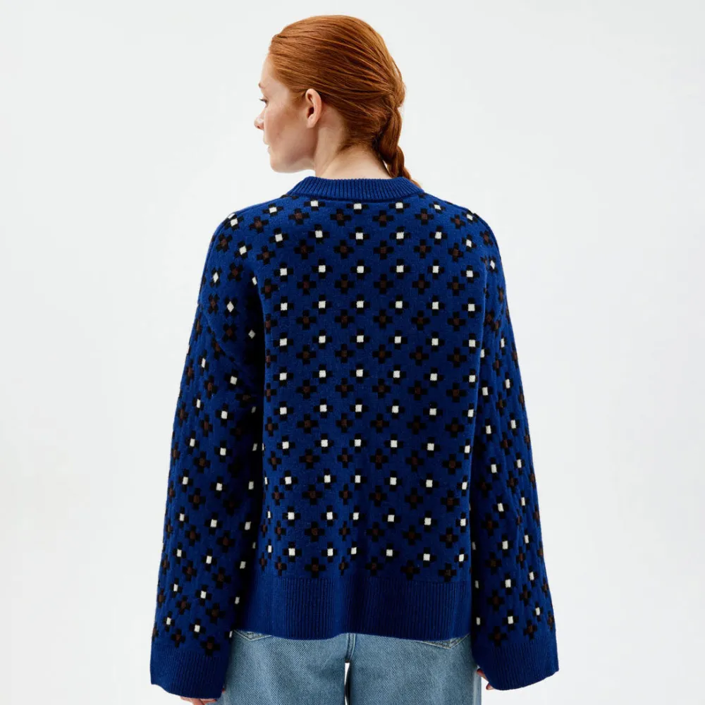 Pierre Robert Overdeler|Gensere-Mønstret Stikkegenser Blue Pattern