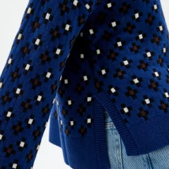 Pierre Robert Overdeler|Gensere-Mønstret Stikkegenser Blue Pattern