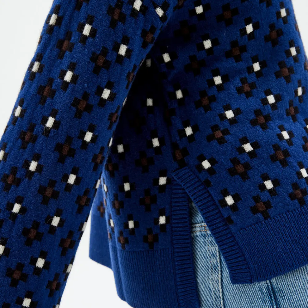 Pierre Robert Overdeler|Gensere-Mønstret Stikkegenser Blue Pattern