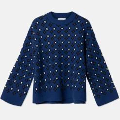 Pierre Robert Overdeler|Gensere-Mønstret Stikkegenser Blue Pattern