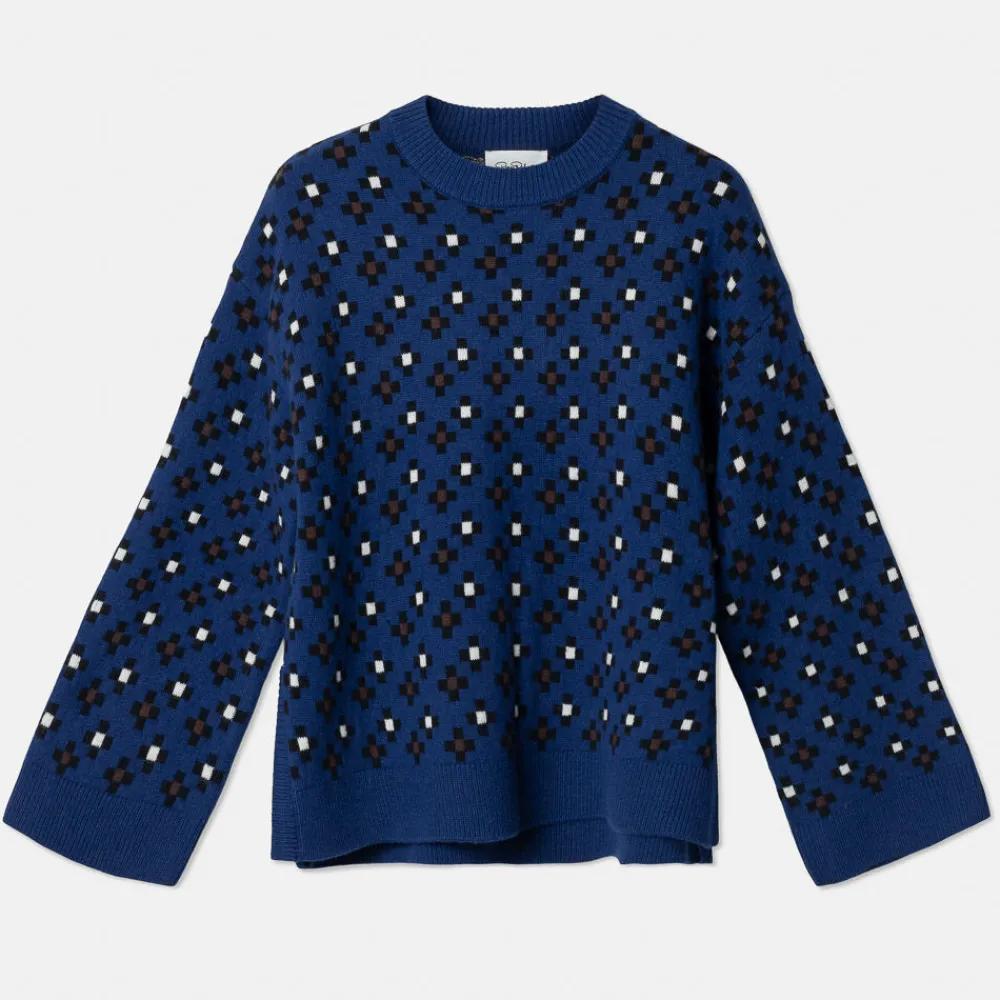 Pierre Robert Overdeler|Gensere-Mønstret Stikkegenser Blue Pattern