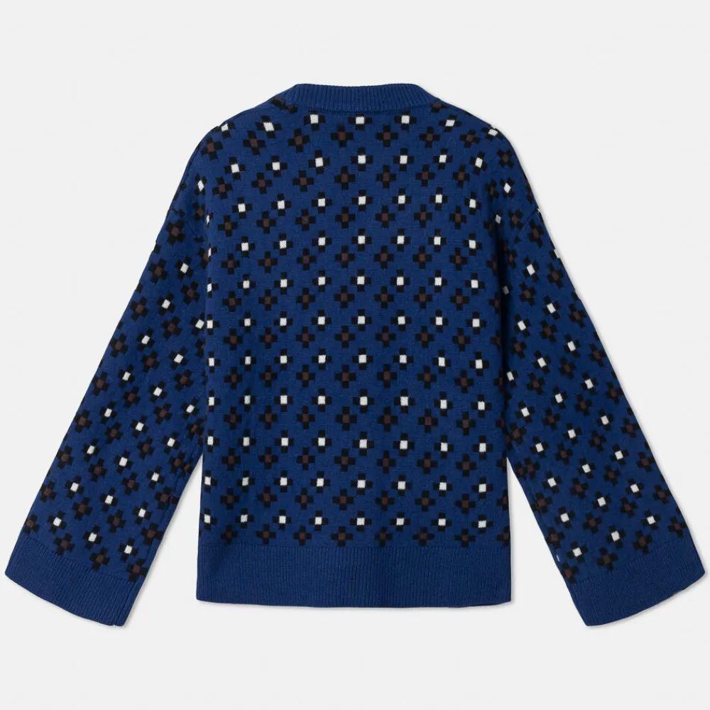 Pierre Robert Overdeler|Gensere-Mønstret Stikkegenser Blue Pattern