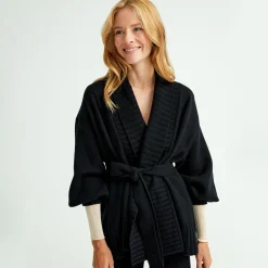 Pierre Robert Overdeler|Sommerull-Oversized Cardigan Merinoull Black