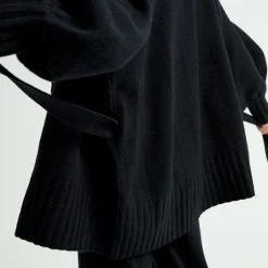Pierre Robert Overdeler|Sommerull-Oversized Cardigan Merinoull Black
