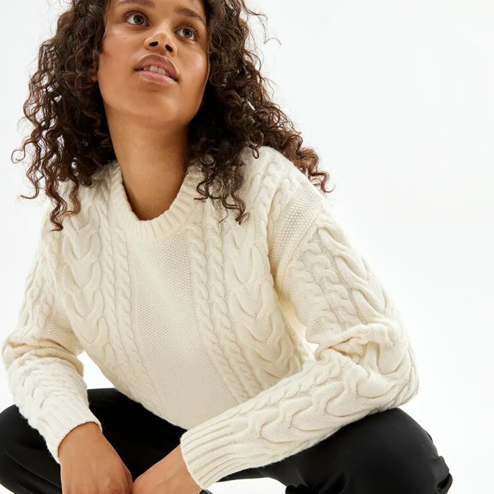 Pierre Robert Overdeler|Sommerull-Oversized Flettestrikket Genser I Ull Ivory