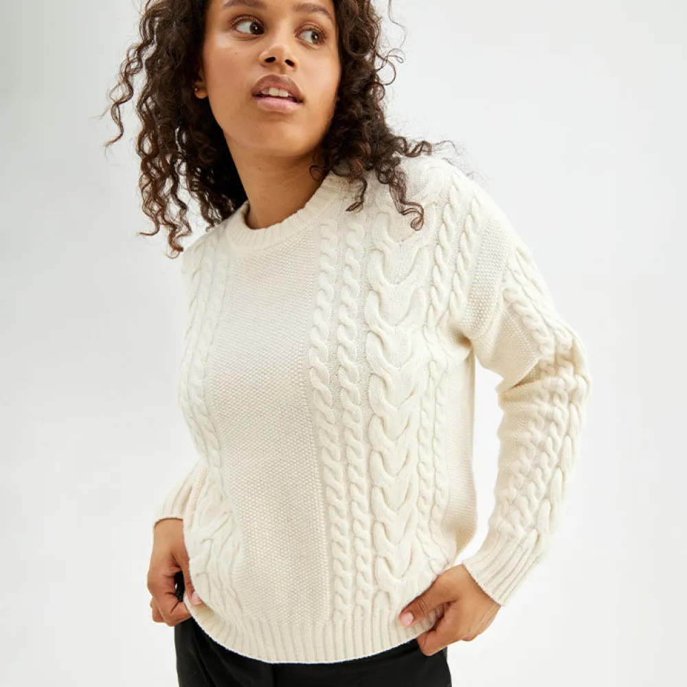 Pierre Robert Overdeler|Sommerull-Oversized Flettestrikket Genser I Ull Ivory