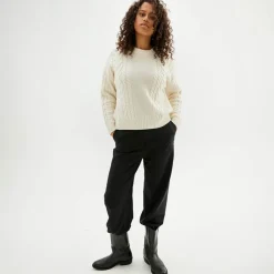 Pierre Robert Overdeler|Sommerull-Oversized Flettestrikket Genser I Ull Ivory