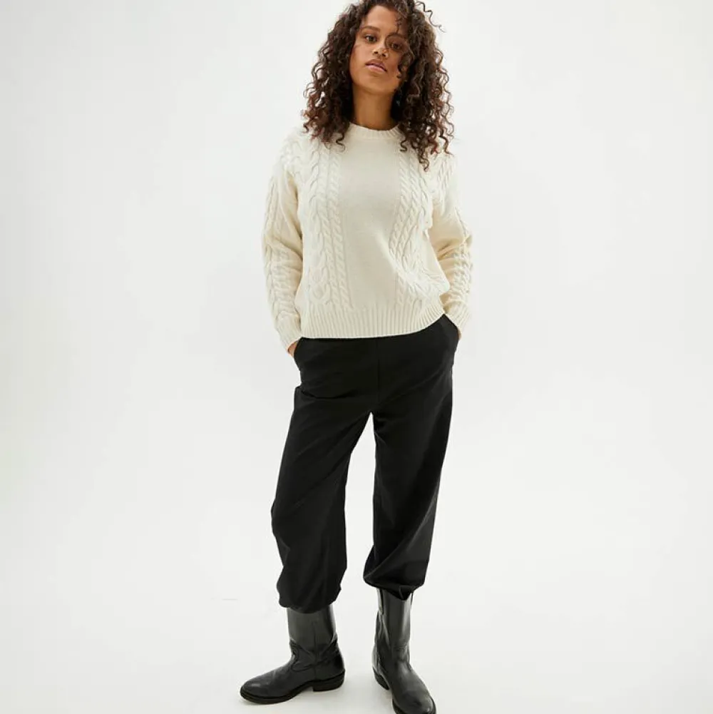 Pierre Robert Overdeler|Sommerull-Oversized Flettestrikket Genser I Ull Ivory