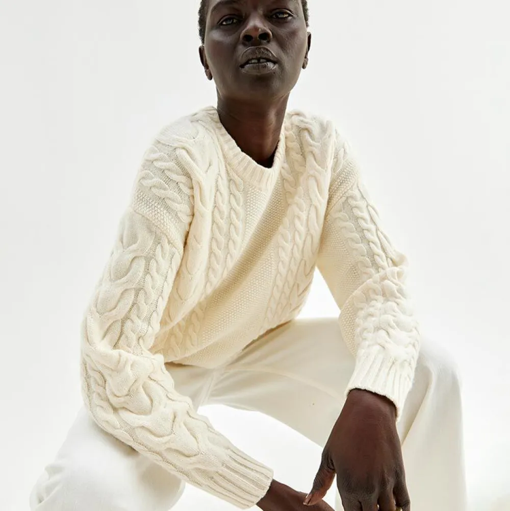 Pierre Robert Overdeler|Sommerull-Oversized Flettestrikket Genser I Ull Ivory