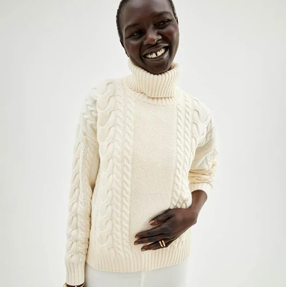 Pierre Robert Overdeler|Sommerull-Oversized Flettestrikket Genser I Ull Ivory