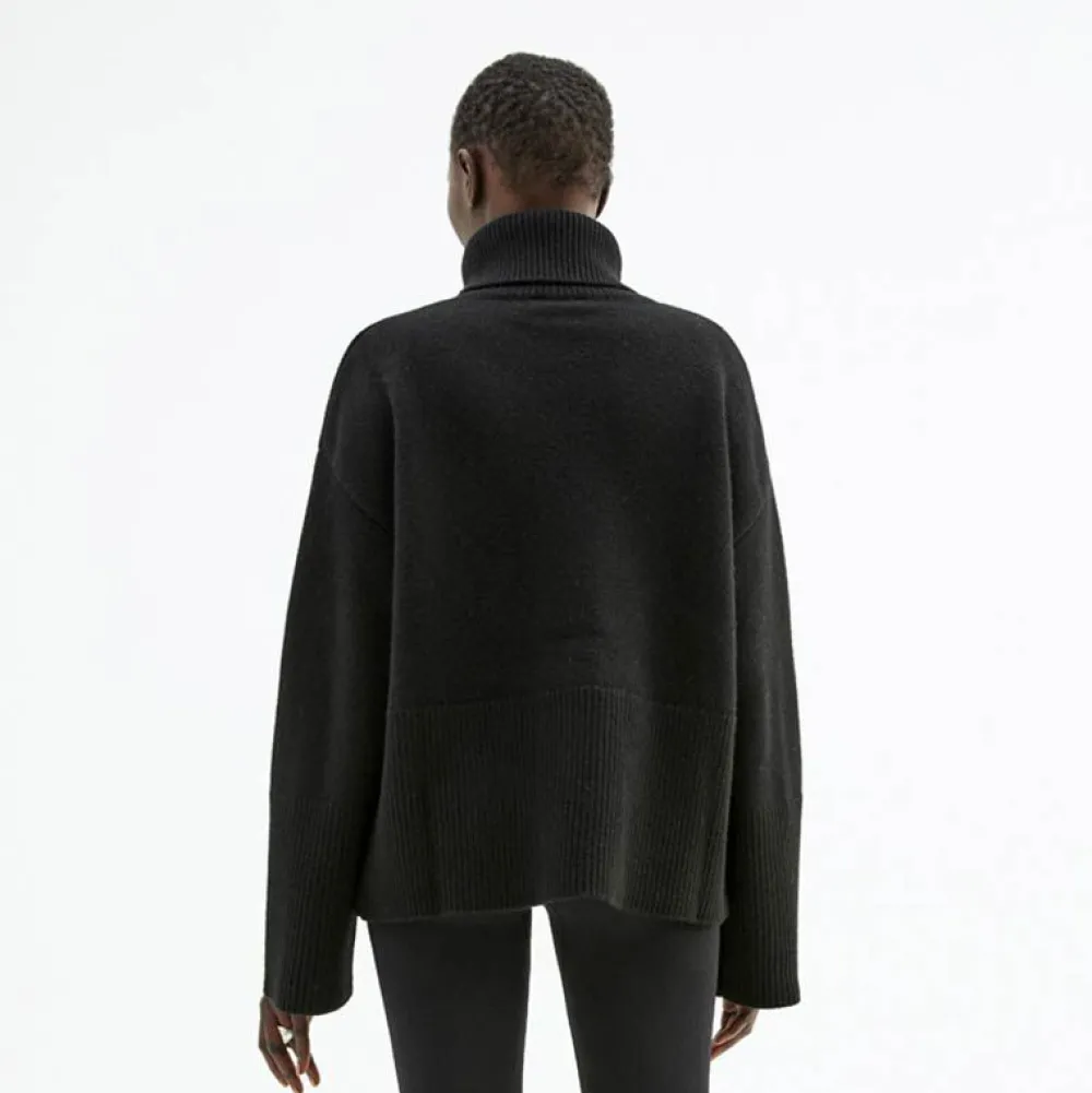 Pierre Robert Gensere|Overdeler-Oversized Høyhalset Strikkegenser Black