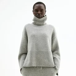 Pierre Robert Overdeler|Gensere-Oversized Høyhalset Strikkegenser Grey Melange