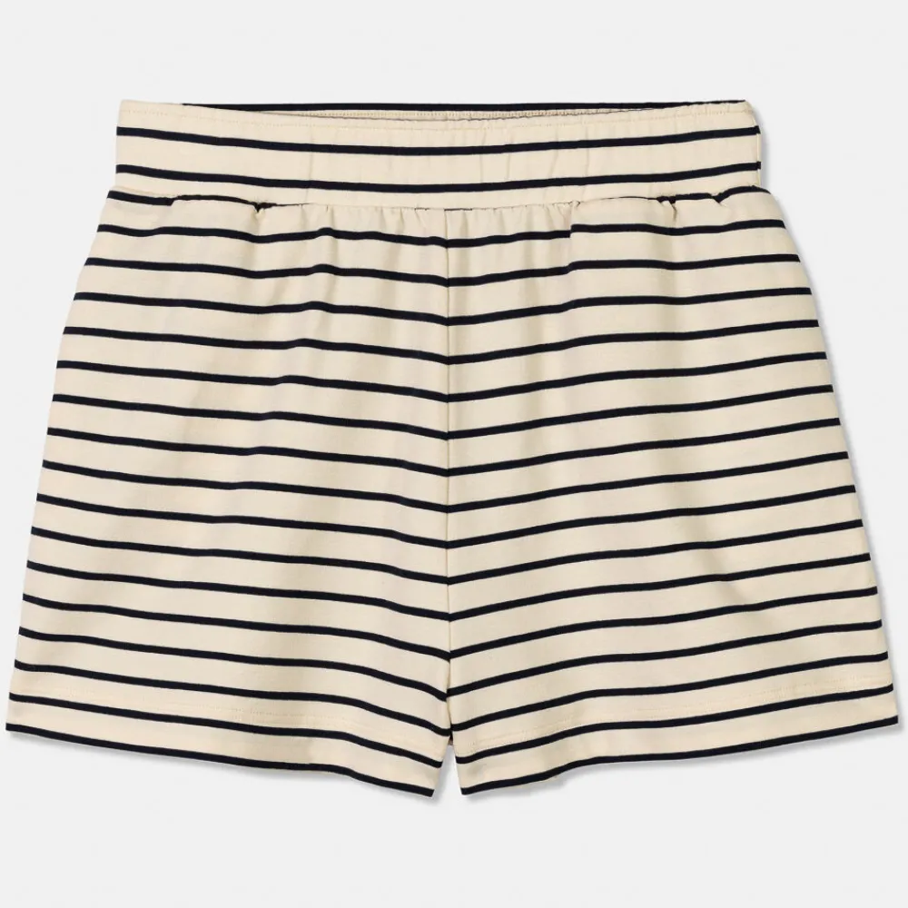 Pierre Robert Underdeler|Loungewear-Shorts Heavyweight Midnight Blue/Ecru sripe