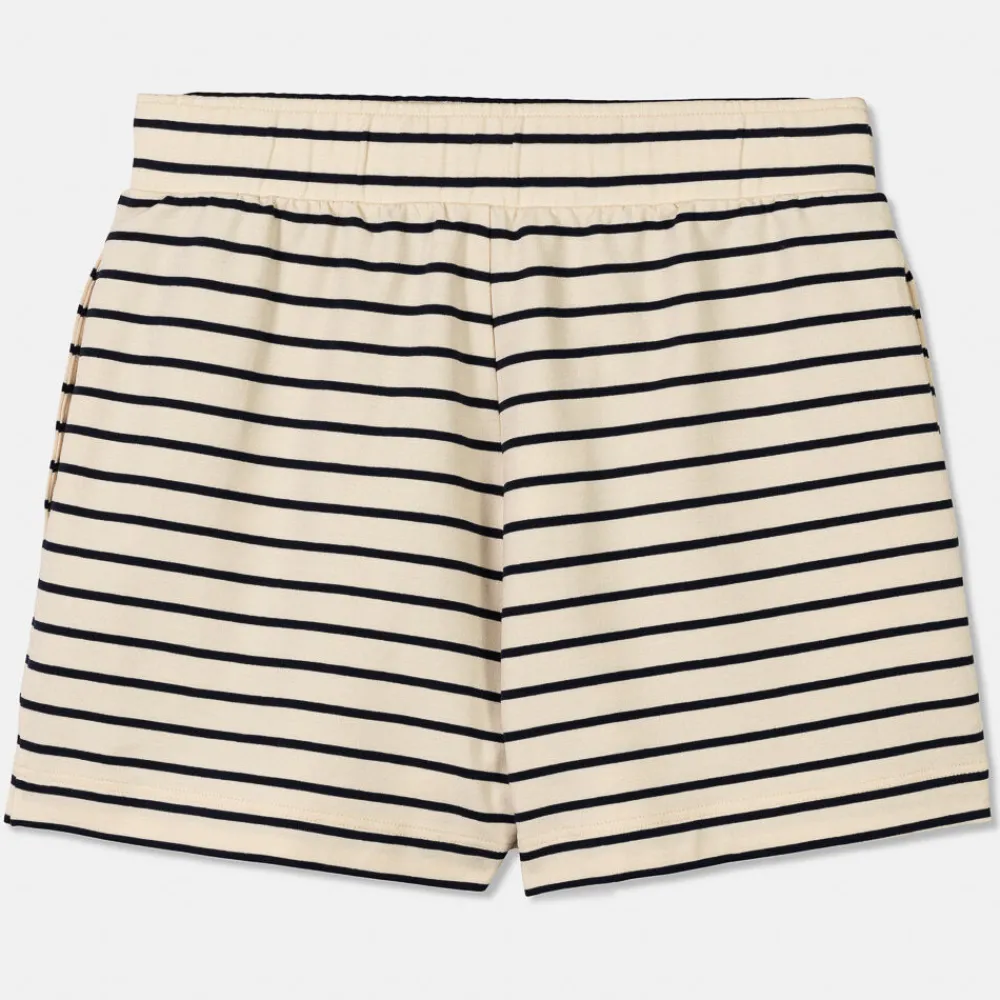 Pierre Robert Underdeler|Loungewear-Shorts Heavyweight Midnight Blue/Ecru sripe