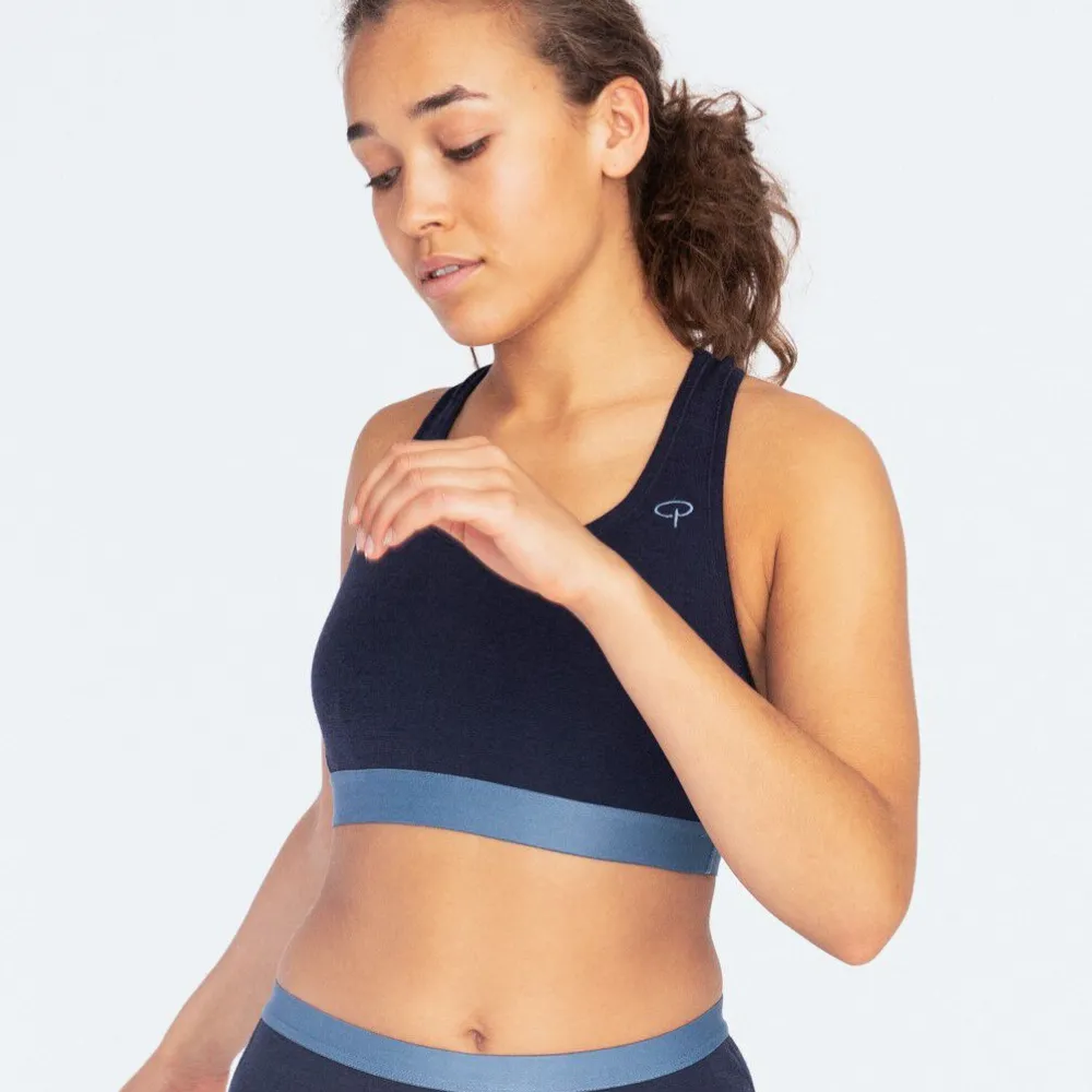 Pierre Robert Sportsull|Ullundertøy-Sports-BH I Merinoull Navy Melange