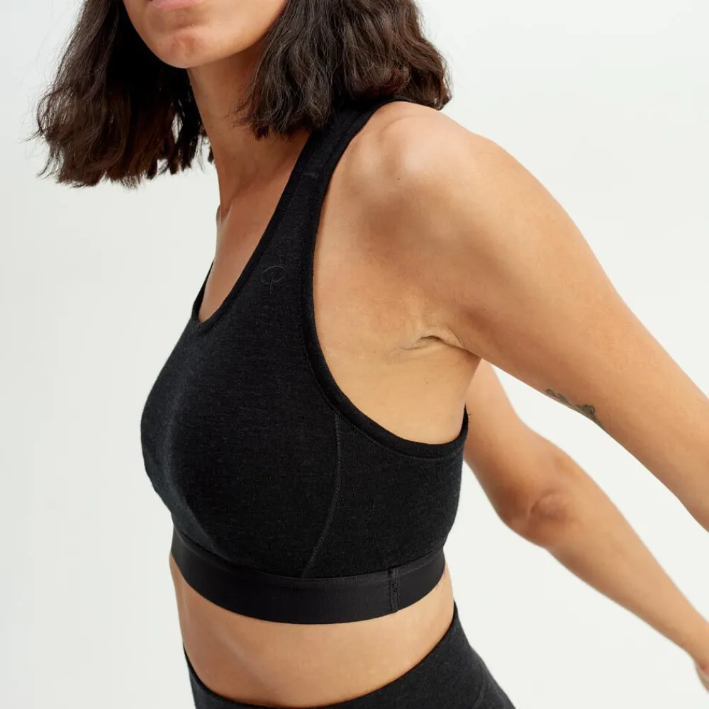 Pierre Robert Ullundertøy|Sommerull-Sports-BH I Merinoull Black Mel