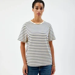 Pierre Robert T-Skjorter|Loungewear-T-skjorte Heavyweight Midnight Blue/Ecru sripe