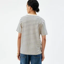 Pierre Robert T-Skjorter|Loungewear-T-skjorte Heavyweight Midnight Blue/Ecru sripe