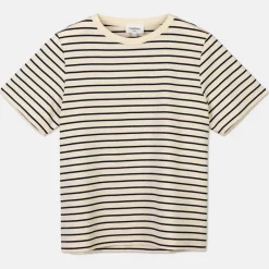 Pierre Robert T-Skjorter|Loungewear-T-skjorte Heavyweight Midnight Blue/Ecru sripe