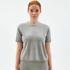 Pierre Robert Overdeler|Sommerull-T-skjorte I Ull Grey Melange