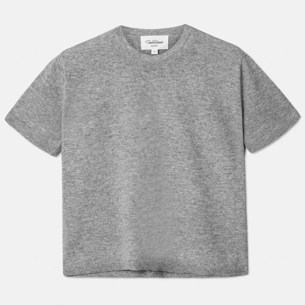 Pierre Robert Overdeler|Sommerull-T-skjorte I Ull Grey Melange
