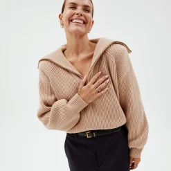Pierre Robert Overdeler|Gensere-Turtleneck Zip Janka Polliani X Pearl Beige