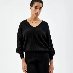 Pierre Robert Gensere|Loungewear-Vendbar Genser Med V-hals Black