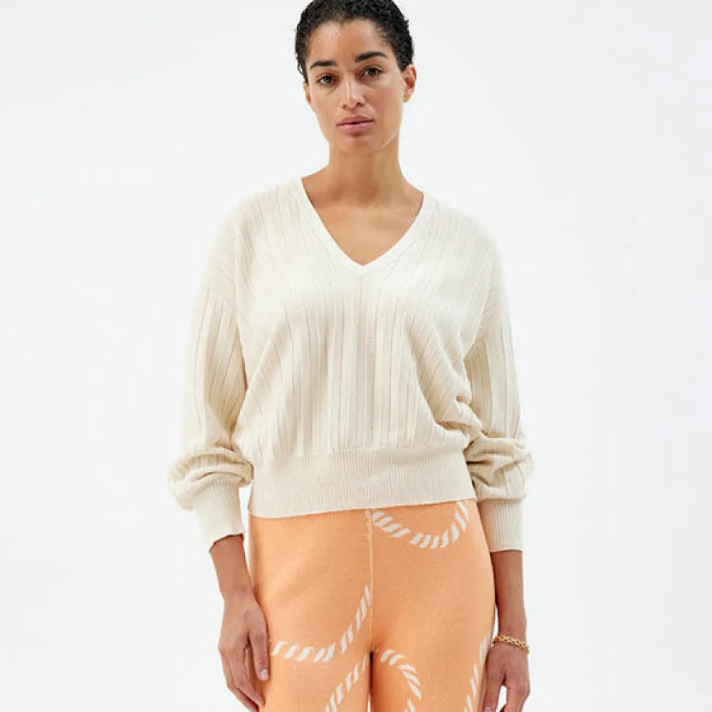 Pierre Robert Gensere|Loungewear-Vendbar Genser Med V-hals Ecru
