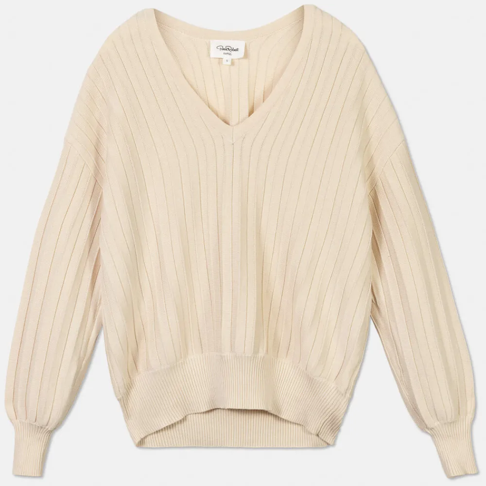 Pierre Robert Gensere|Loungewear-Vendbar Genser Med V-hals Ecru